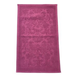 Greenrow Woven Floral Pattern Tufted Border Cotton Terry Bath Mat in Hot Pink